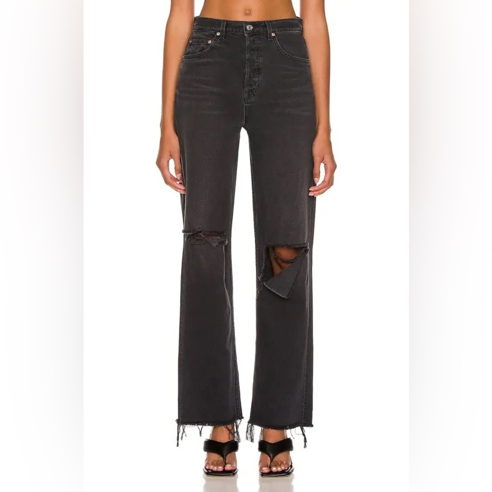 Grlfrnd Bella Low Rise Boyfriend Jean in Route 66 Black Size 26 Waist